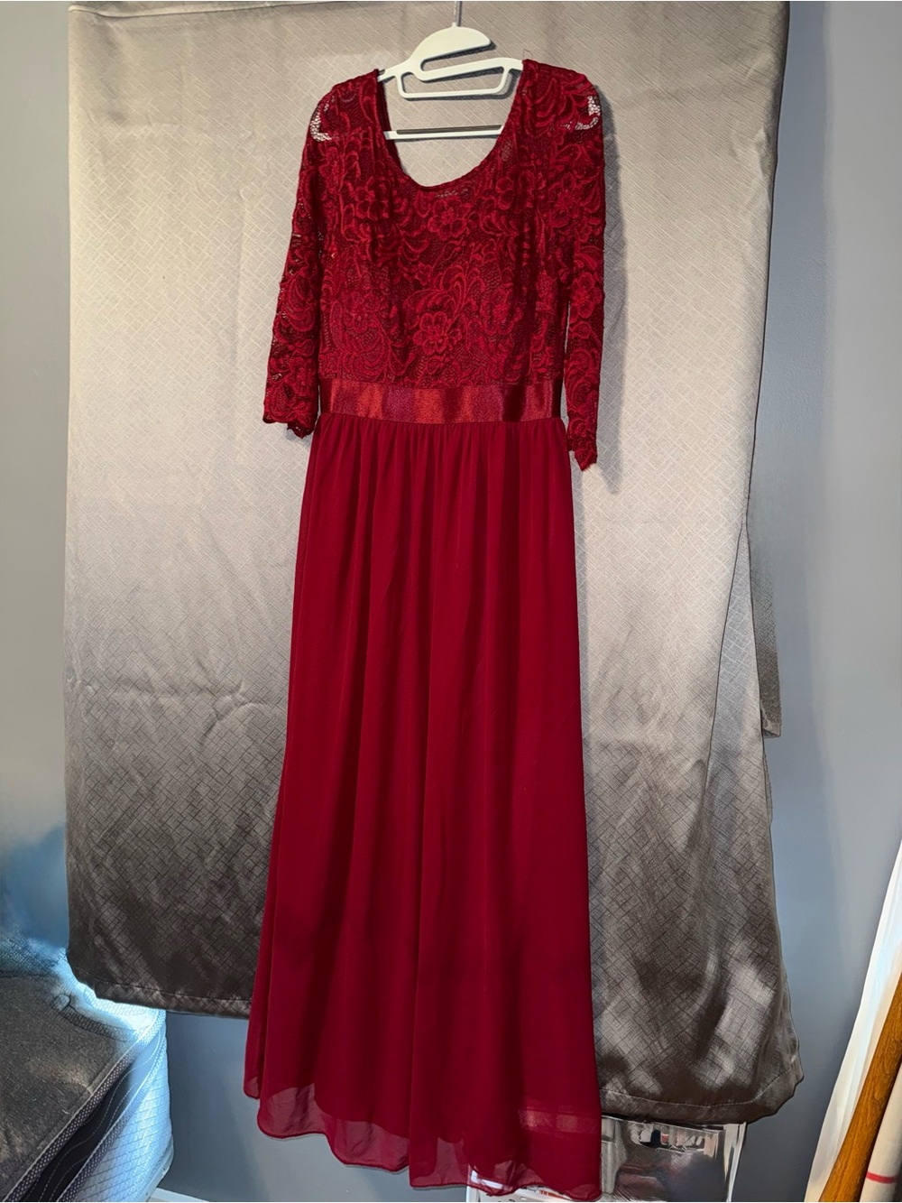 Ever Pretty Elegant Red Lace & Chiffon Evening Dress